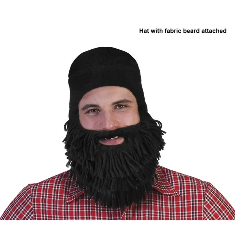 Bonnet avec barbe attachée de couleur noir