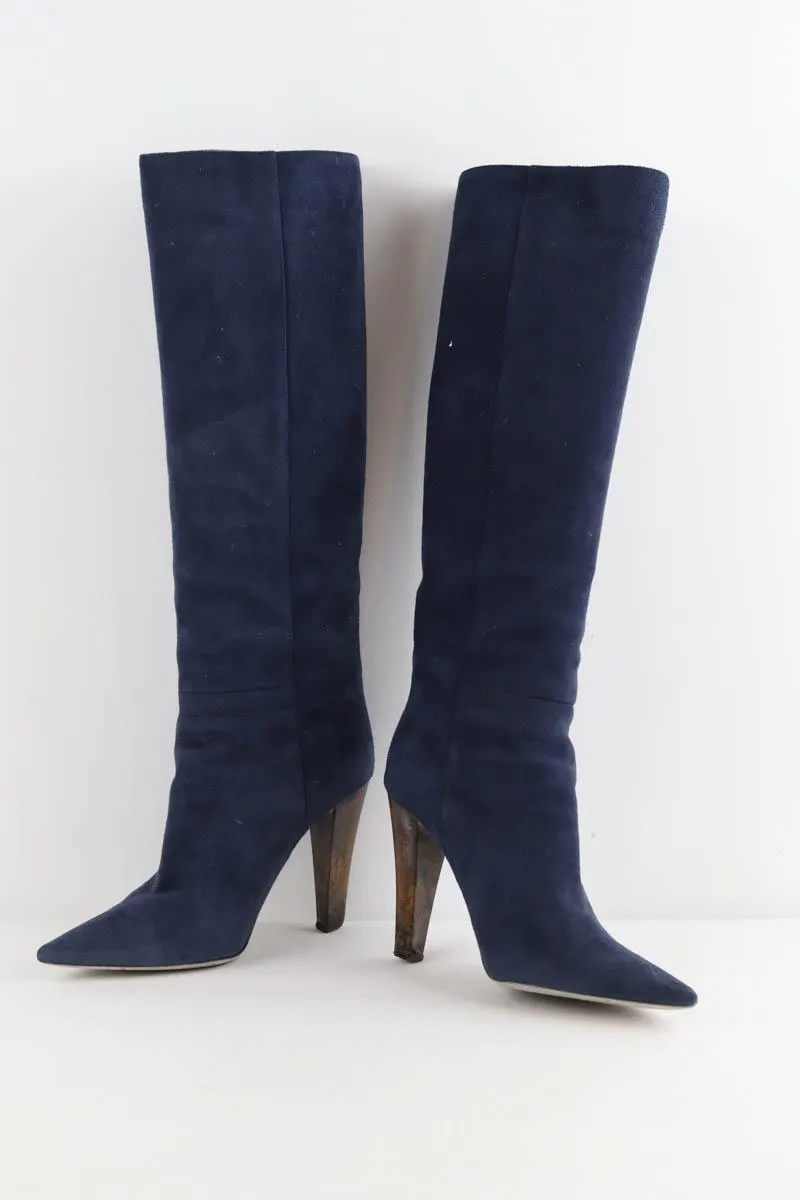 Bottes en daim Sergio Rossi bleu. Matière principale daim. Taille 38.