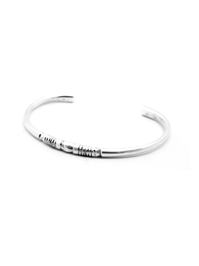 Bracelet jonc rigide arrondi touareg, Bijoucolor - Argent