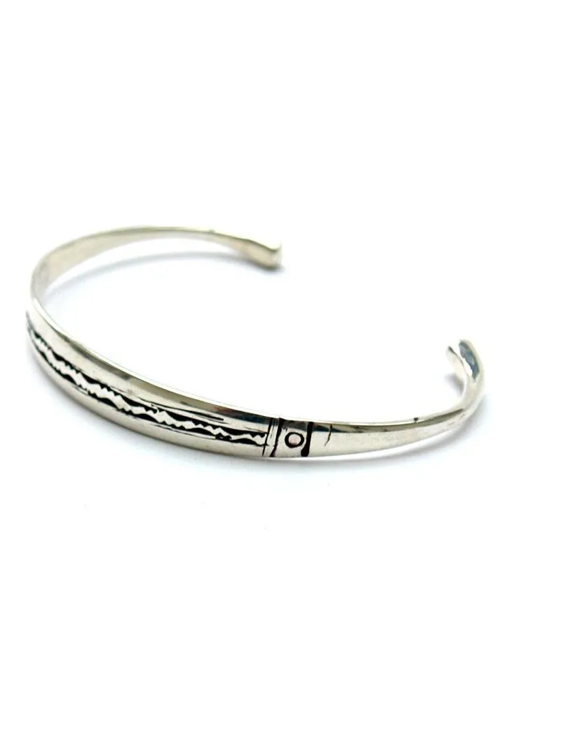 Bracelet rigide ethnique touareg plat, Bijoucolor - Argent