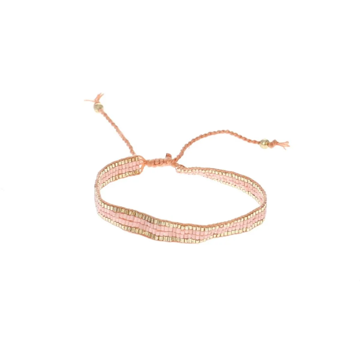 Bracelet tissé avec perles rose pâle Pondie Chérie - Le petit Souk