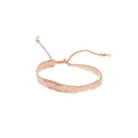 Bracelet tissé avec perles rose pâle Pondie Chérie - Le petit Souk