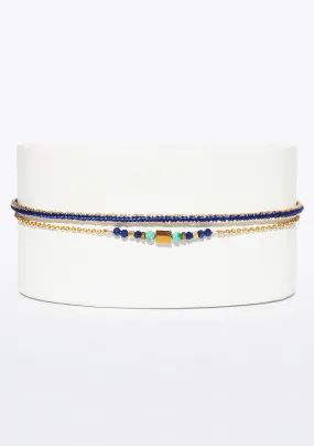 Bracelet tissé de fils de soie et fils d'or, perles - Lapis – Label AÉ Paris