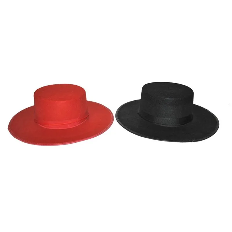 Chapeau Espagnol en Feutrine de couleurs Rouge et Noire