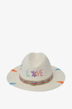 Chapeau tressé brodé Love