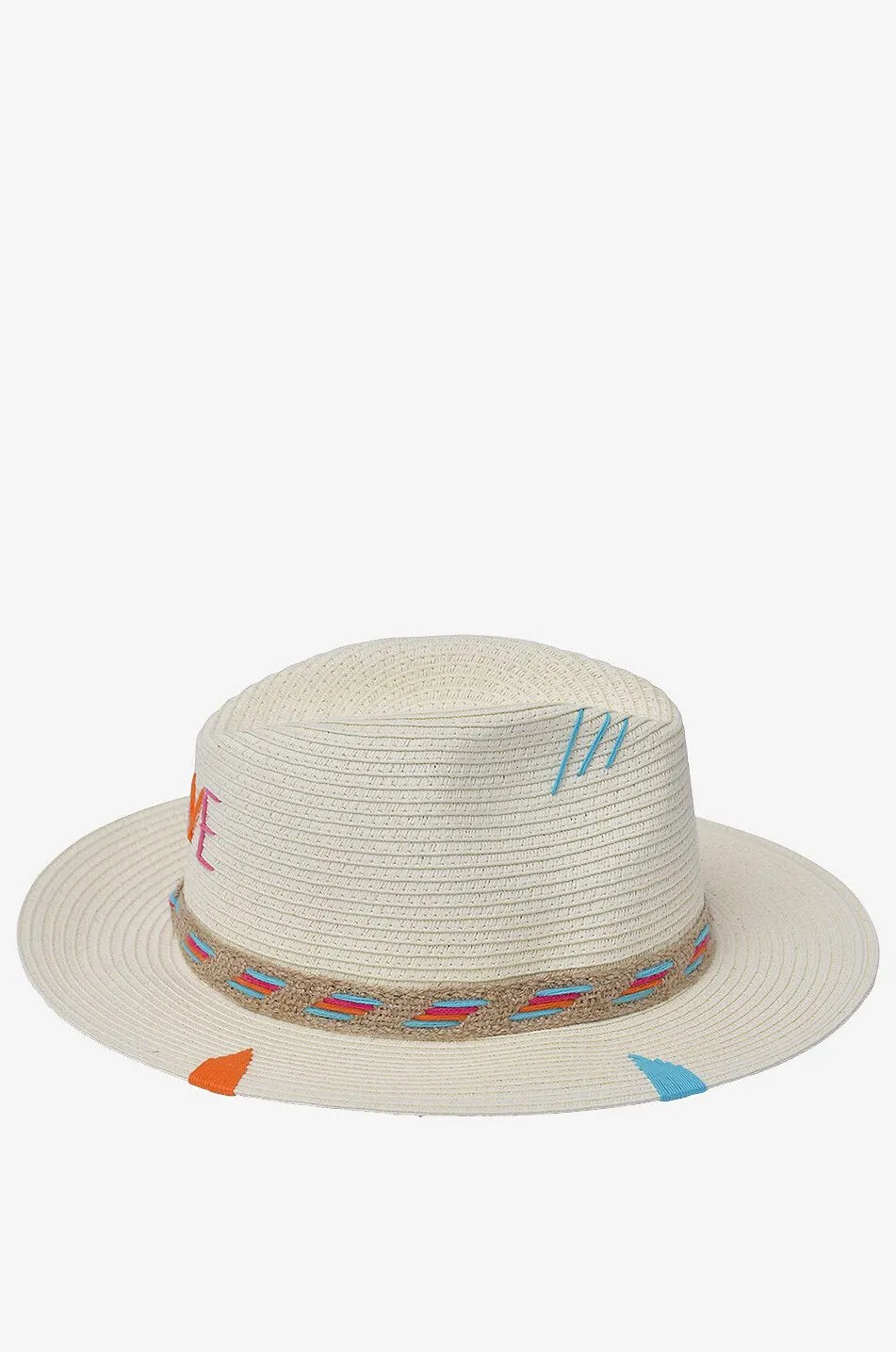 Chapeau tressé brodé Love