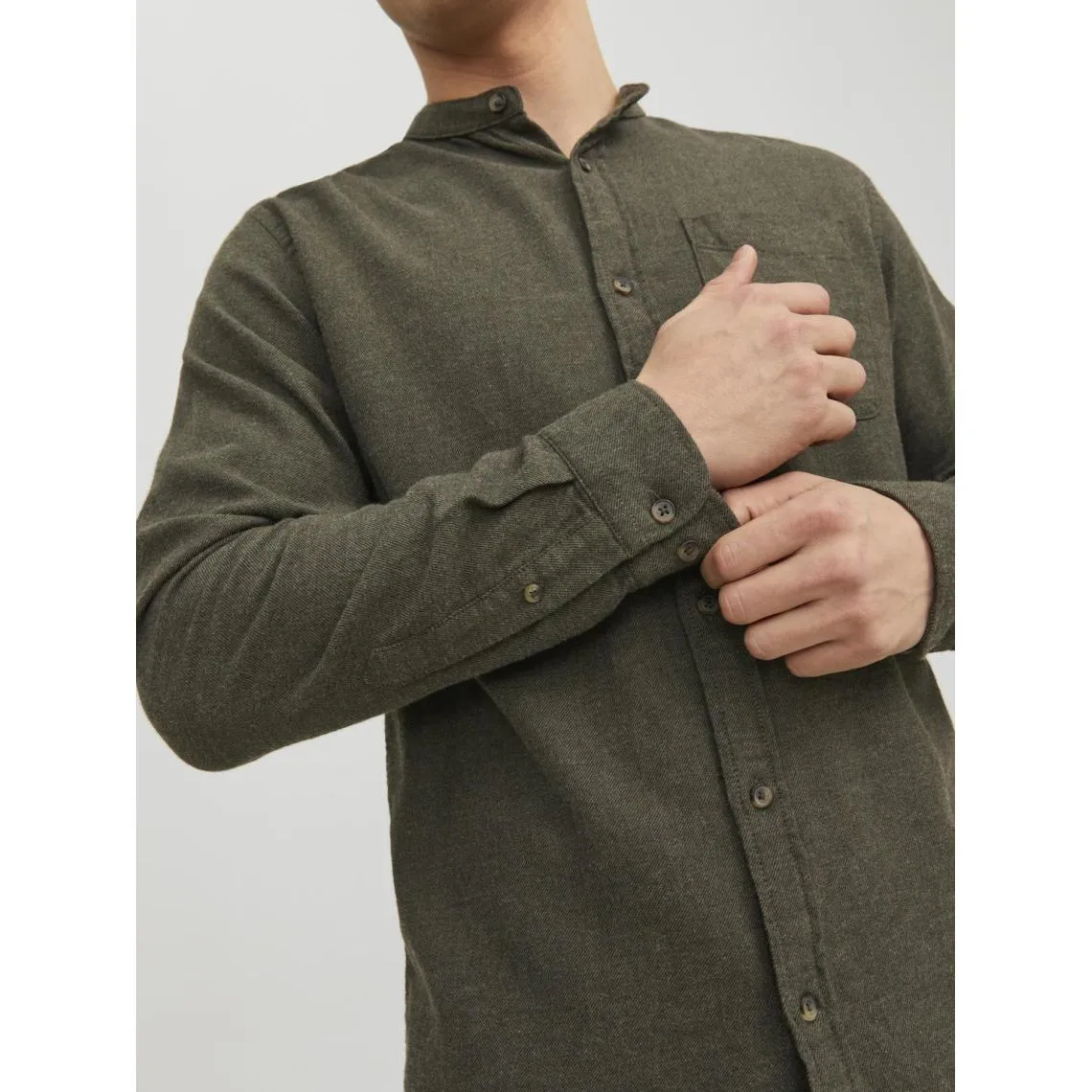 Chemise à boutons homme vert foncé en coton Todd Jack & Jones - Chemise Homme sur MenCorner