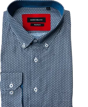 chemise homme bleu marine motifs cube 3d