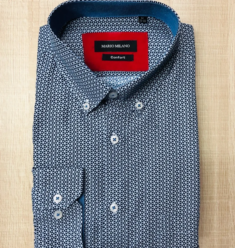 chemise homme bleu marine motifs cube 3d