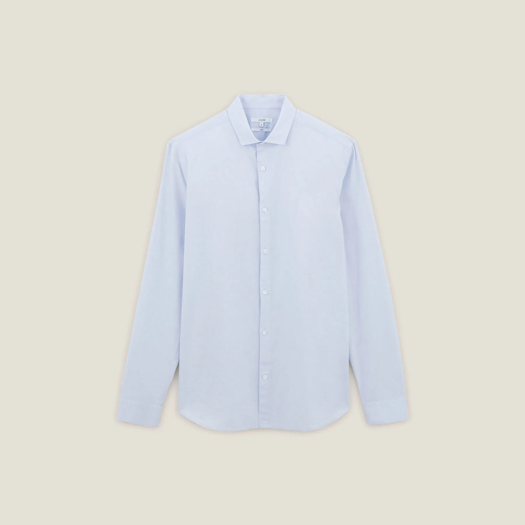 Chemise slim unie en coton Bleu clair | Jules