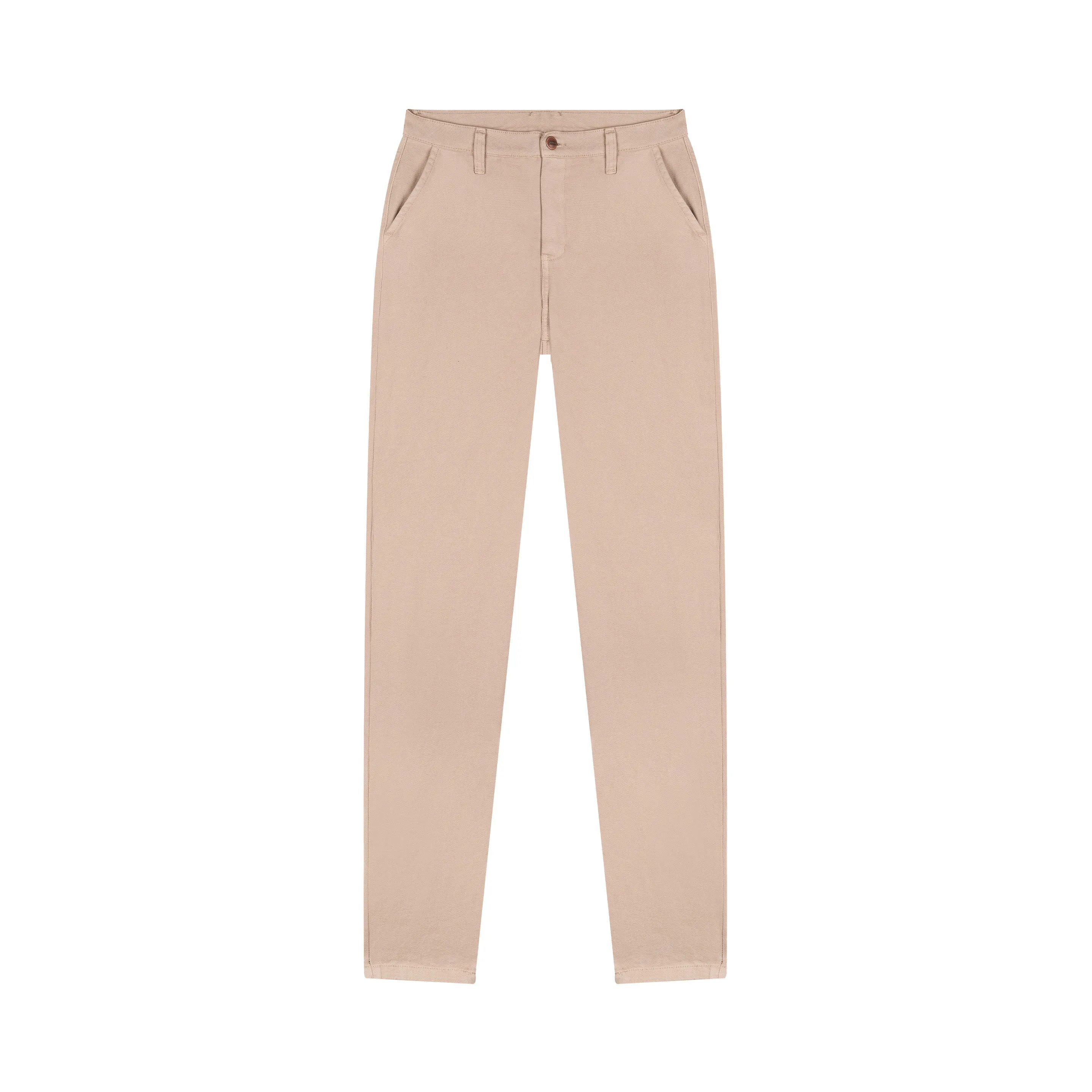 Chino femme ajusté taille haute Beige - Léonie