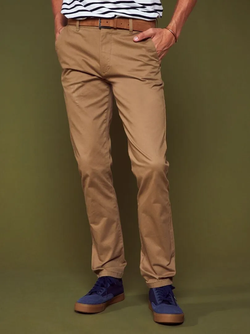 Chino slim avec ceinture - L32 - Beige