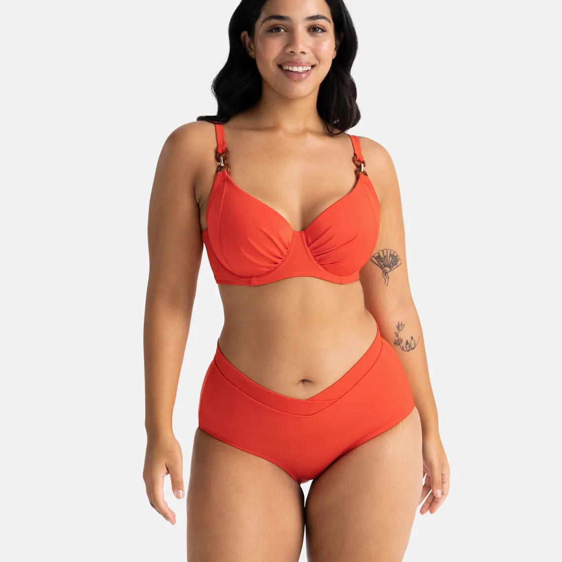 Culotte de bain taille haute - Corail | 3 Suisses