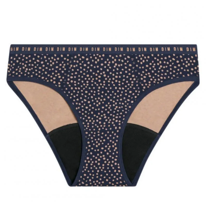 DIM Culotte menstruelle Femme Coton  bio PROTECT Flux moyen Bleu indigo