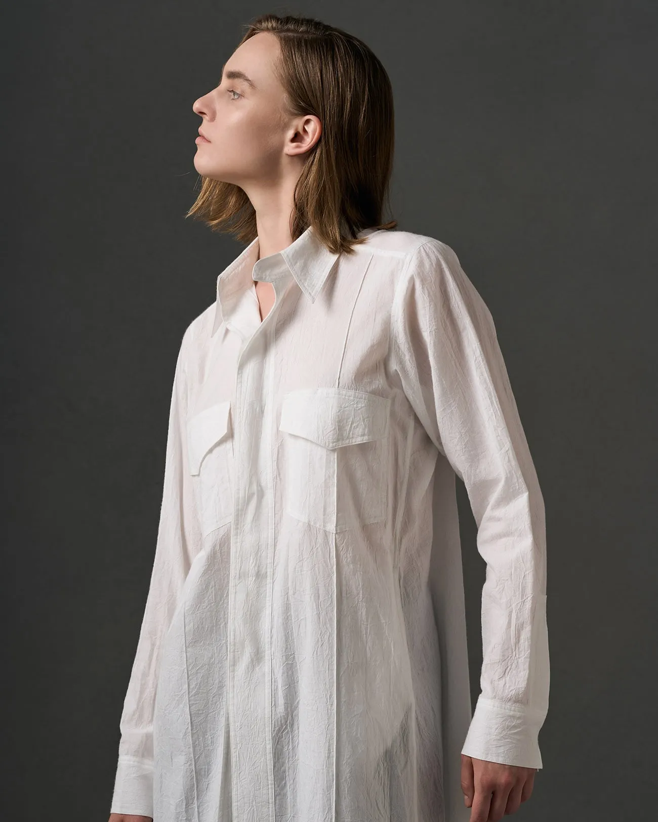 DOUBLE POCKET WORKWEAR-STYLE SHIRT DRESS