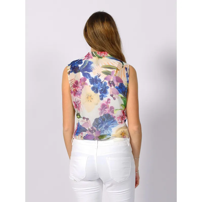 Débardeur chemisier clouis fleurs multicolore femme - Guess | wimod