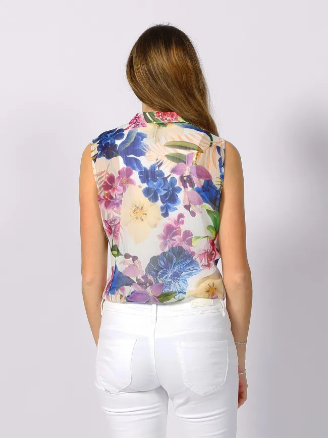 Débardeur chemisier clouis fleurs multicolore femme - Guess | wimod