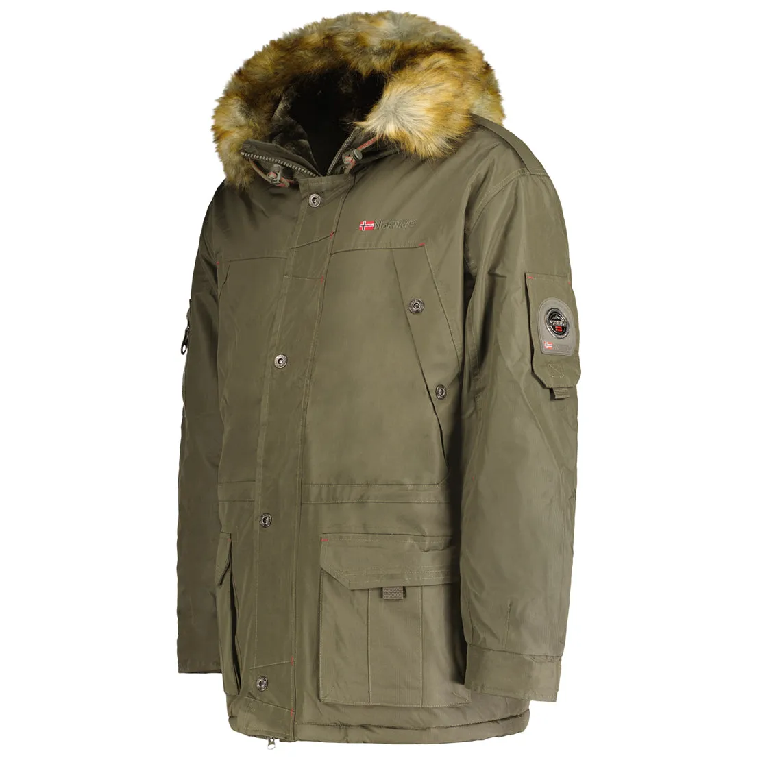 Geographical Norway Abiosaure Homme - Parka chaude à capuche Kaki