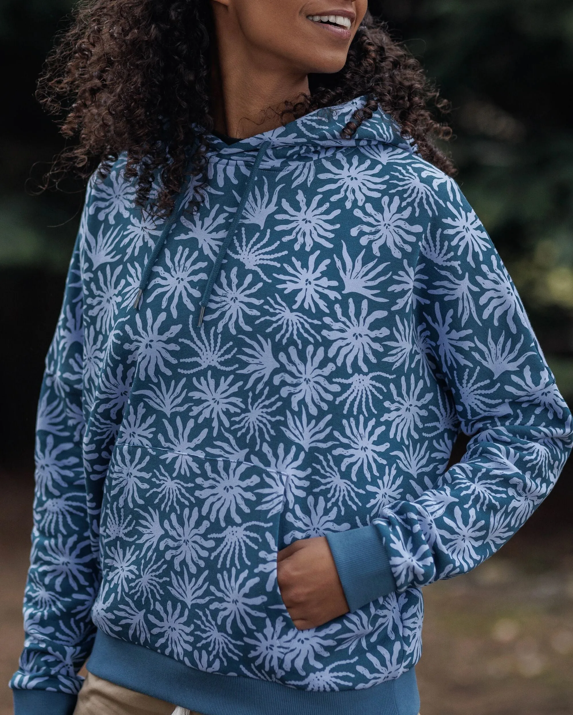 Hoodie en coton bio Arame - Bleu Acier Algue