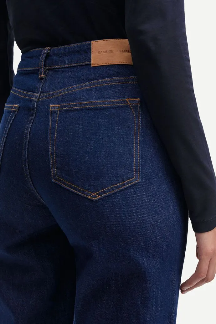 Jean droit en coton bio et recyclé | indigo foncé "marianne jeans glacier" femme