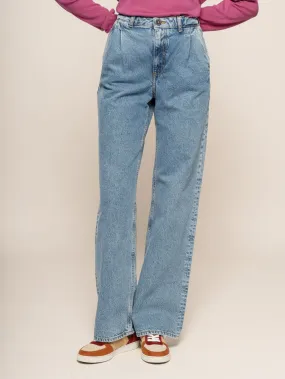 Jean droit à pinces | bleu "wyde brandy stone vintage" femme - Mud Jeans