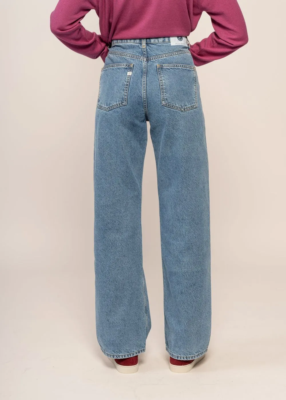 Jean droit à pinces | bleu "wyde brandy stone vintage" femme - Mud Jeans