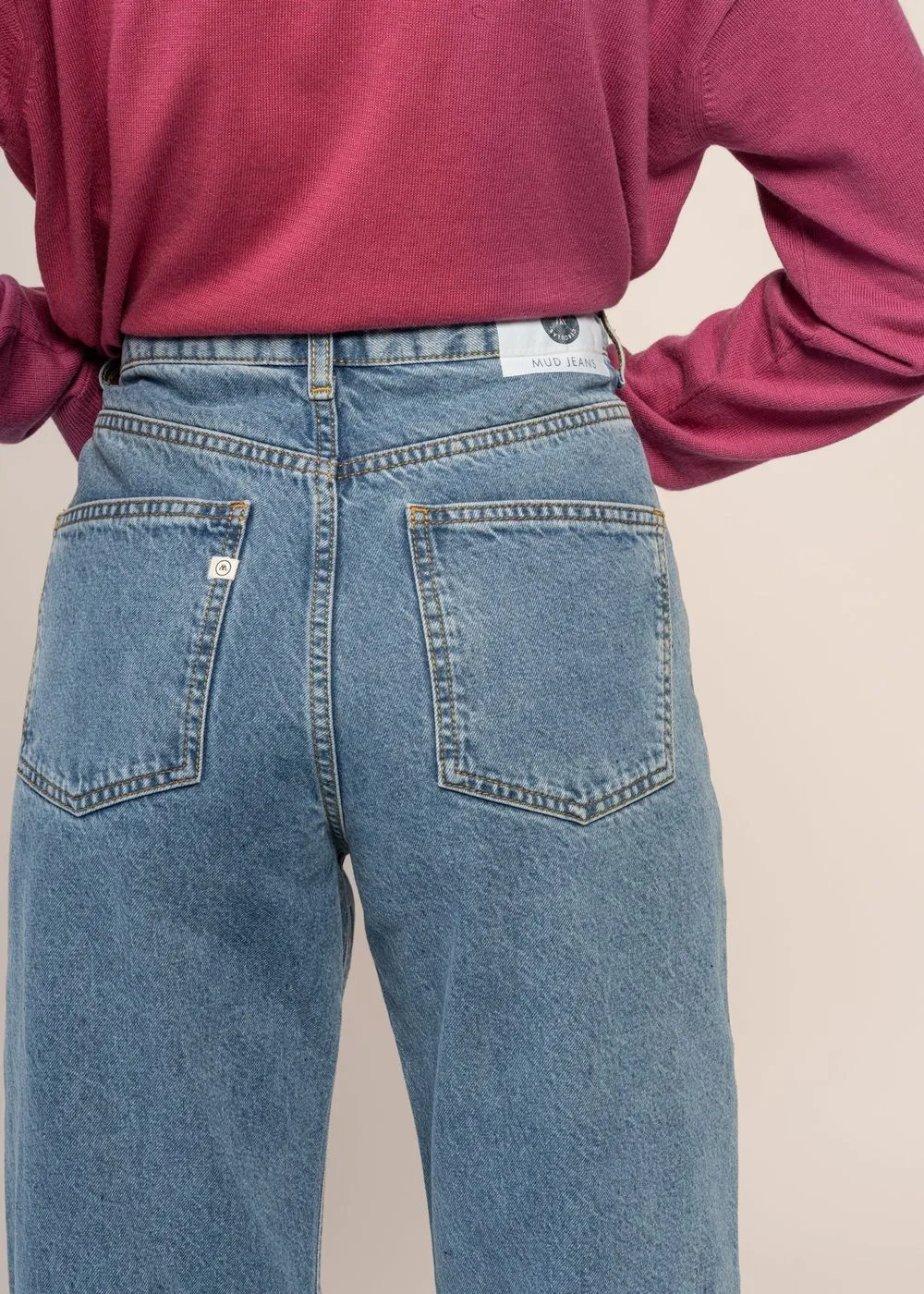 Jean droit à pinces | bleu "wyde brandy stone vintage" femme - Mud Jeans