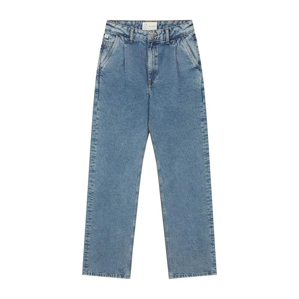 Jean droit à pinces | bleu "wyde brandy stone vintage" femme - Mud Jeans