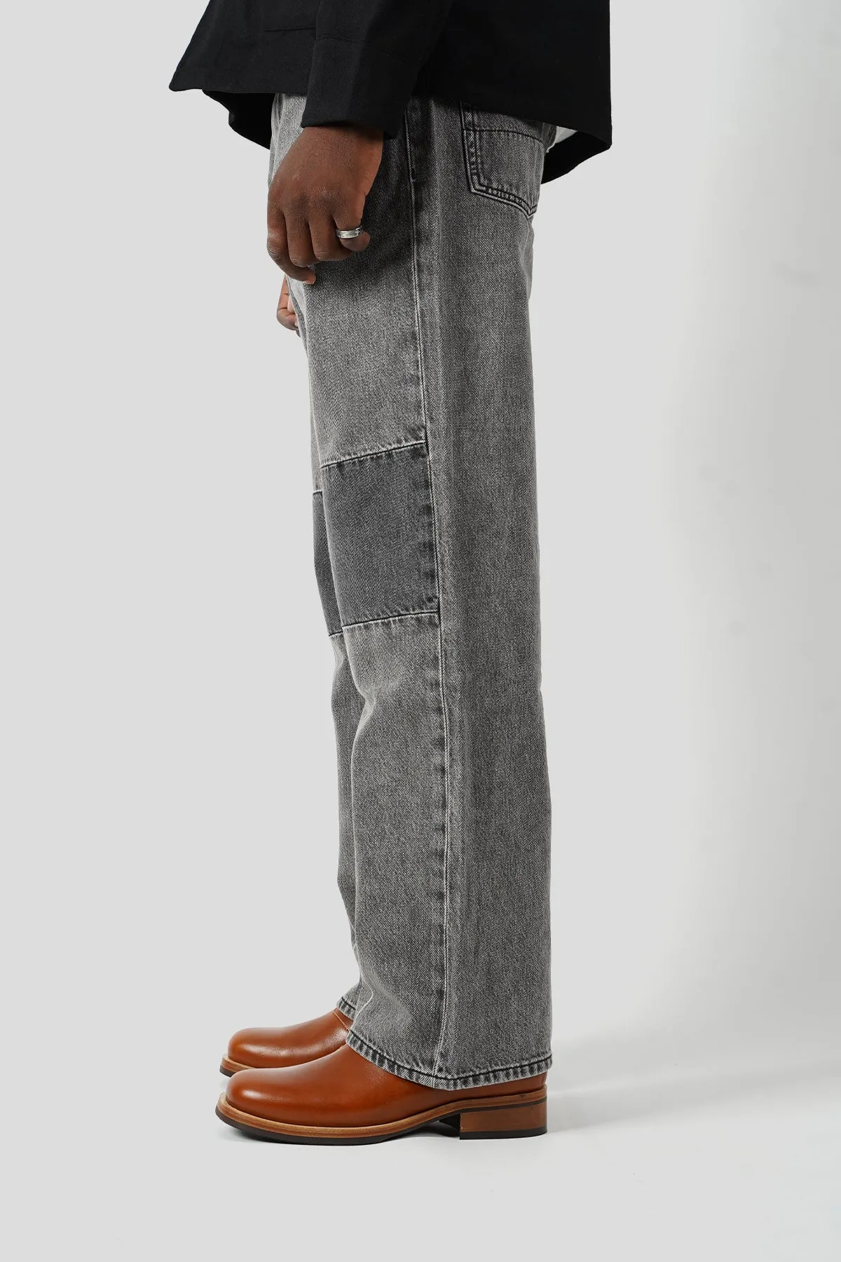 JEANS EXTENDED THIRD CUT BLACK AND GREY