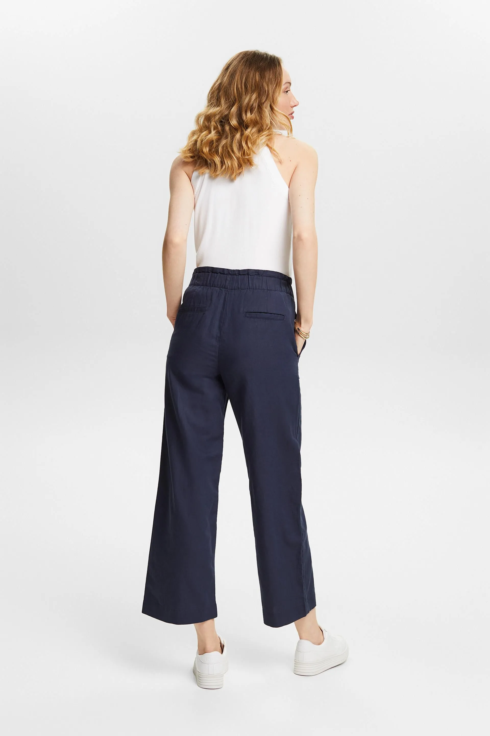 Jupe-culotte cropped en coton et lin