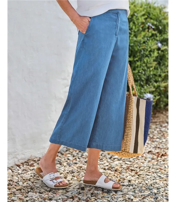 Jupe-culotte en chambray - Femme