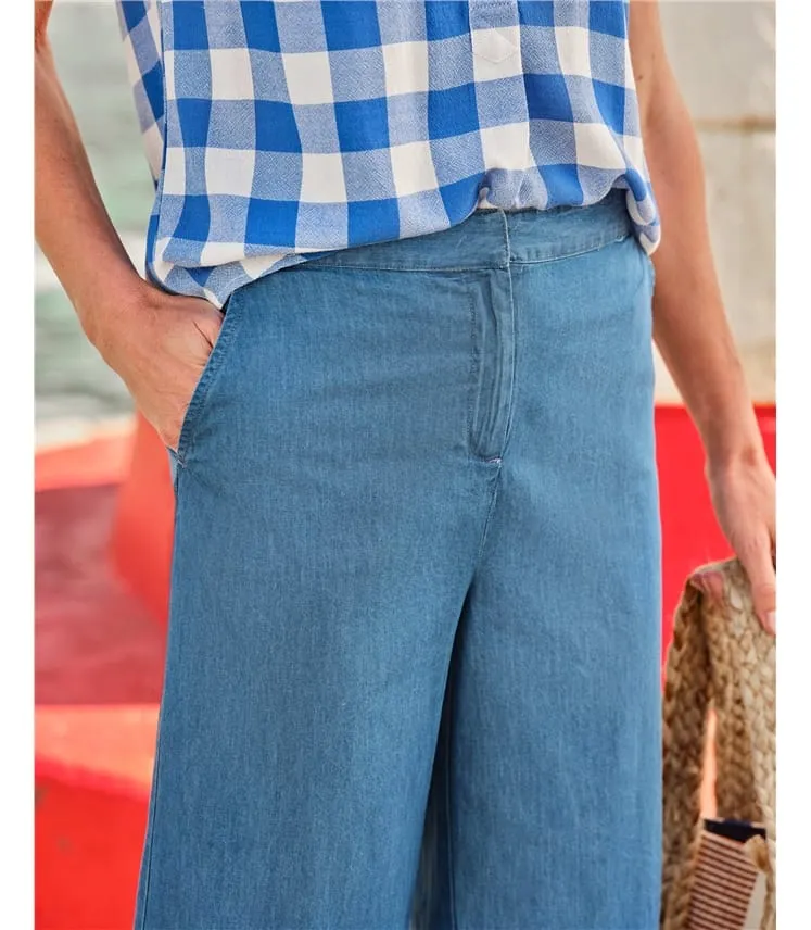 Jupe-culotte en chambray - Femme