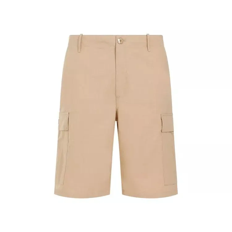 Kenzo Camel Cotton Workwear Shorts Brown