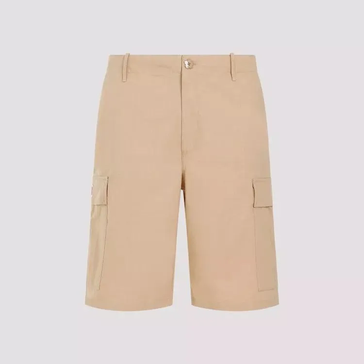 Kenzo Camel Cotton Workwear Shorts Brown