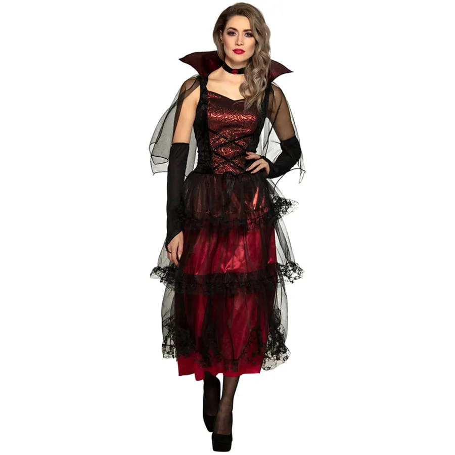 Longue robe de vampire avec voilures noires