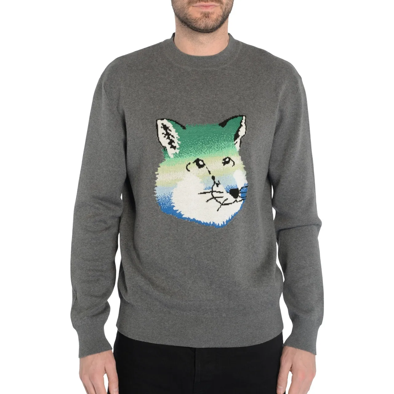 Maison Kitsuné Pull Vibrant Fox Head gris