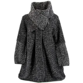 Manteau boule cape laine bouillie zip Noir hiver  VIOLETTA