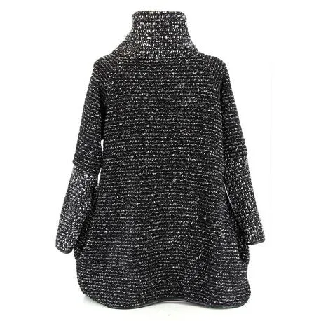 Manteau boule cape laine bouillie zip Noir hiver  VIOLETTA