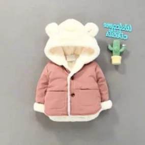 Manteau bébé à capuche peluche design oreilles