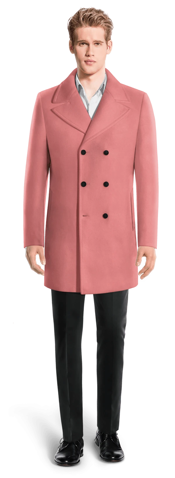 Manteau croisé rose