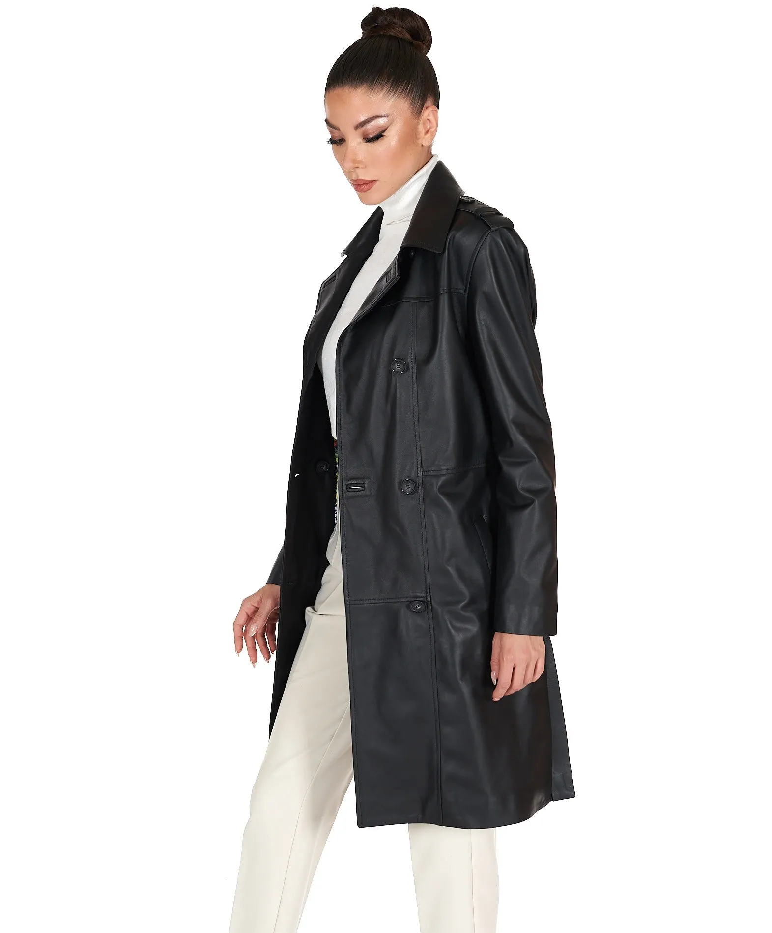 Manteau cuir femme trench cuir manteau cuir noir Kate