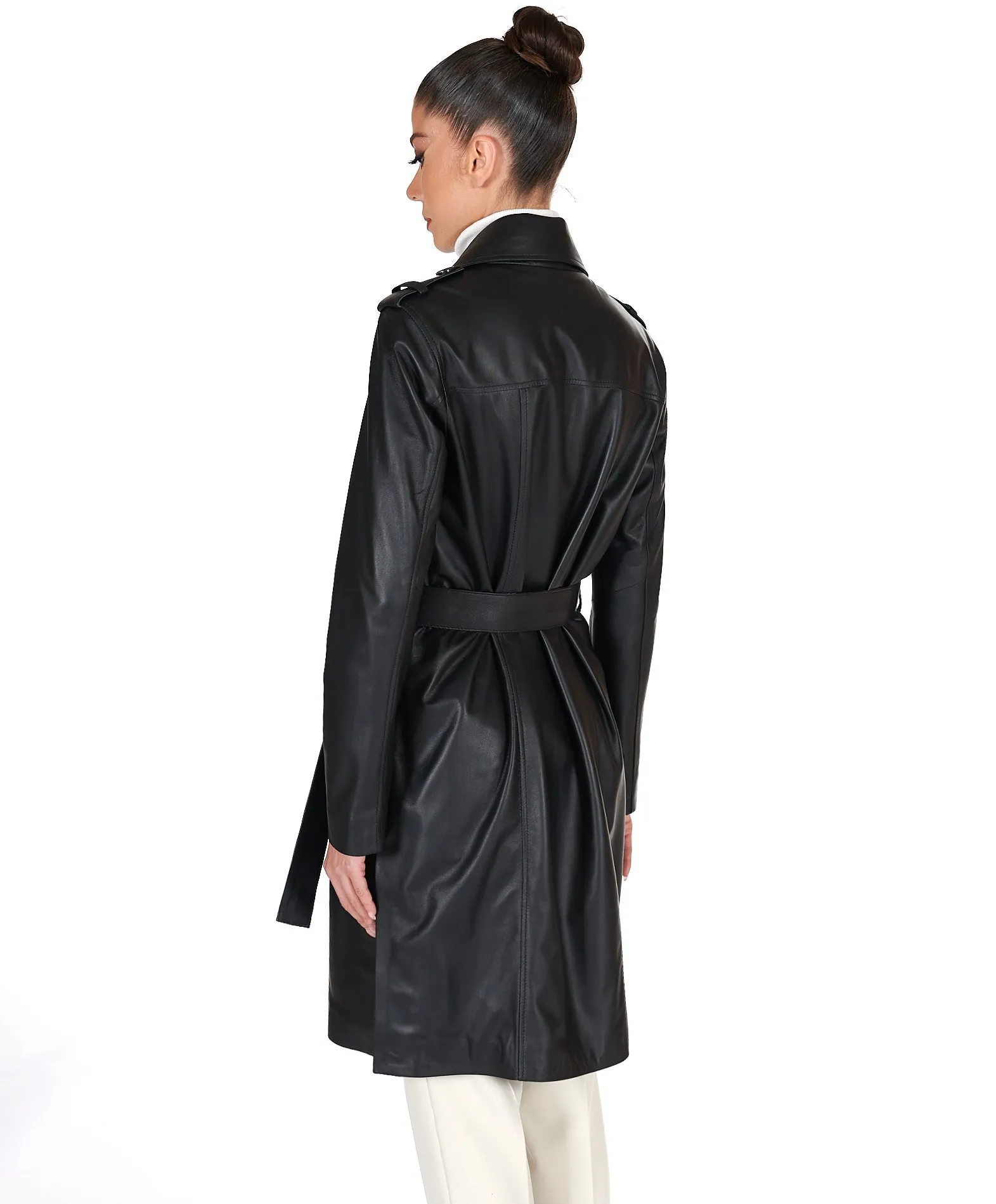 Manteau cuir femme trench cuir manteau cuir noir Kate