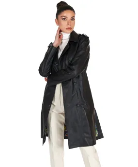 Manteau cuir femme trench cuir manteau cuir noir Kate