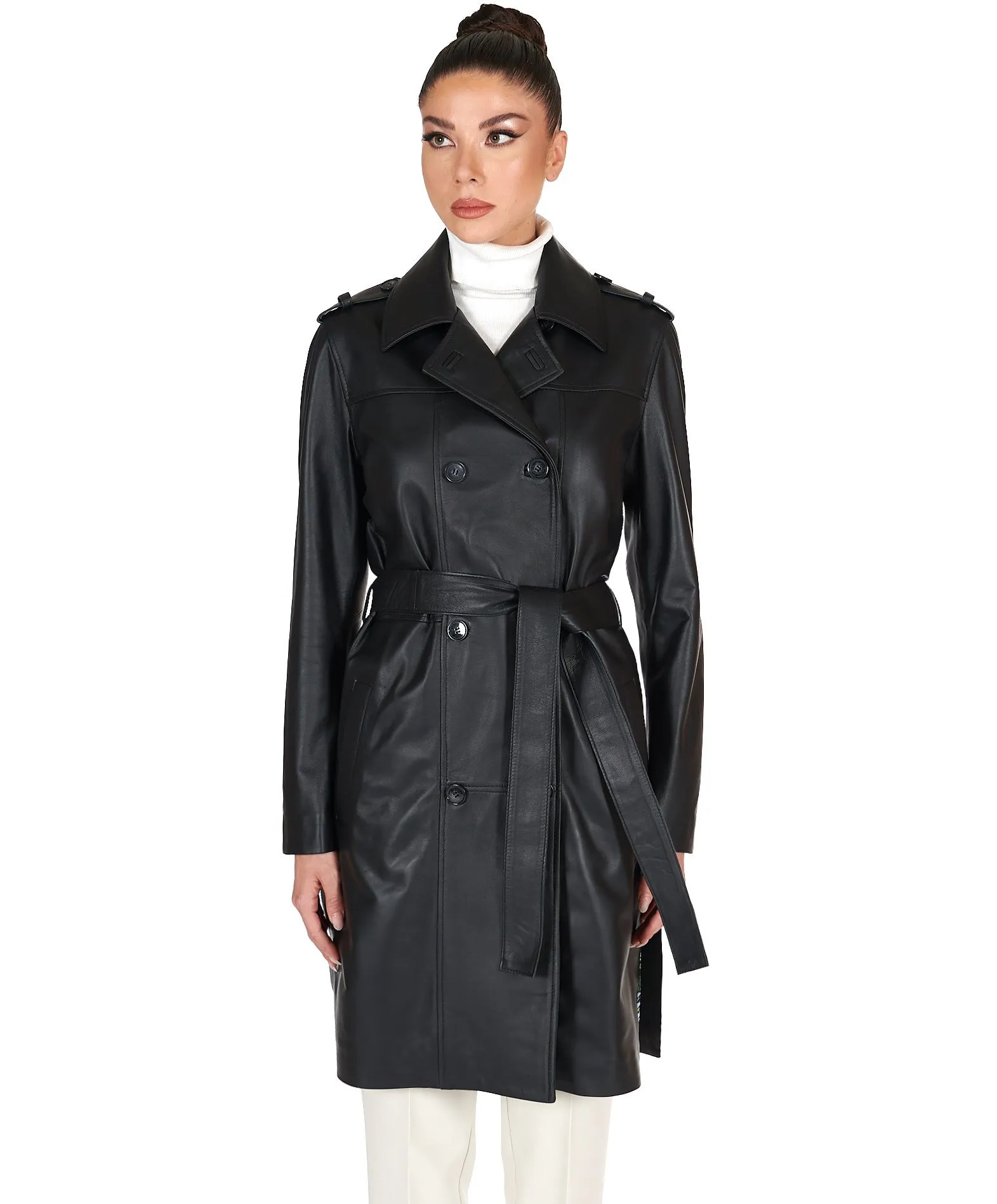 Manteau cuir femme trench cuir manteau cuir noir Kate