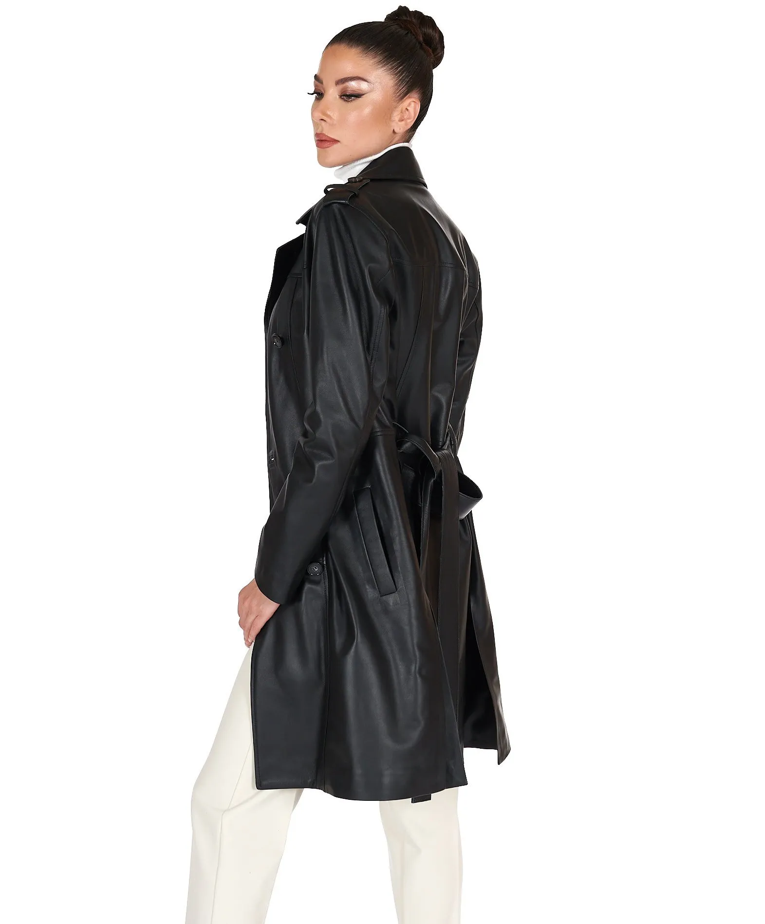 Manteau cuir femme trench cuir manteau cuir noir Kate