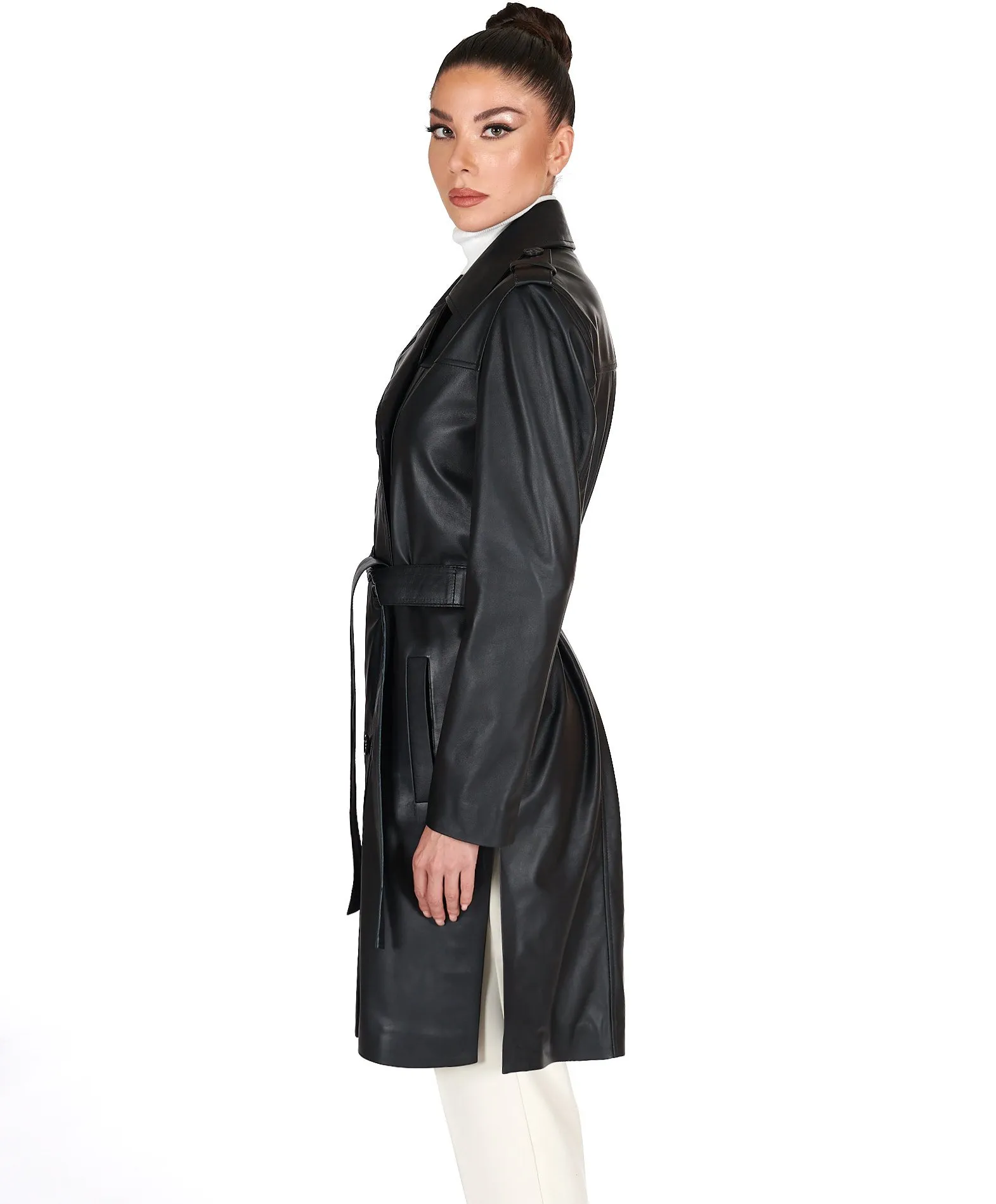 Manteau cuir femme trench cuir manteau cuir noir Kate