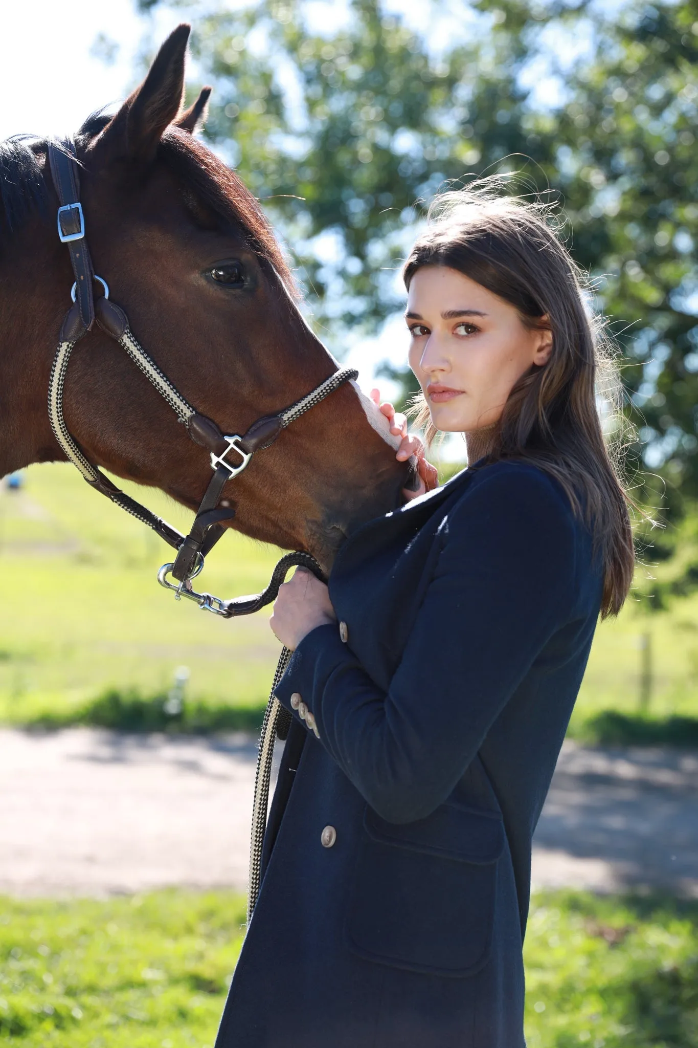 Manteau Emilie croisé en laine & Cachemire - Marine