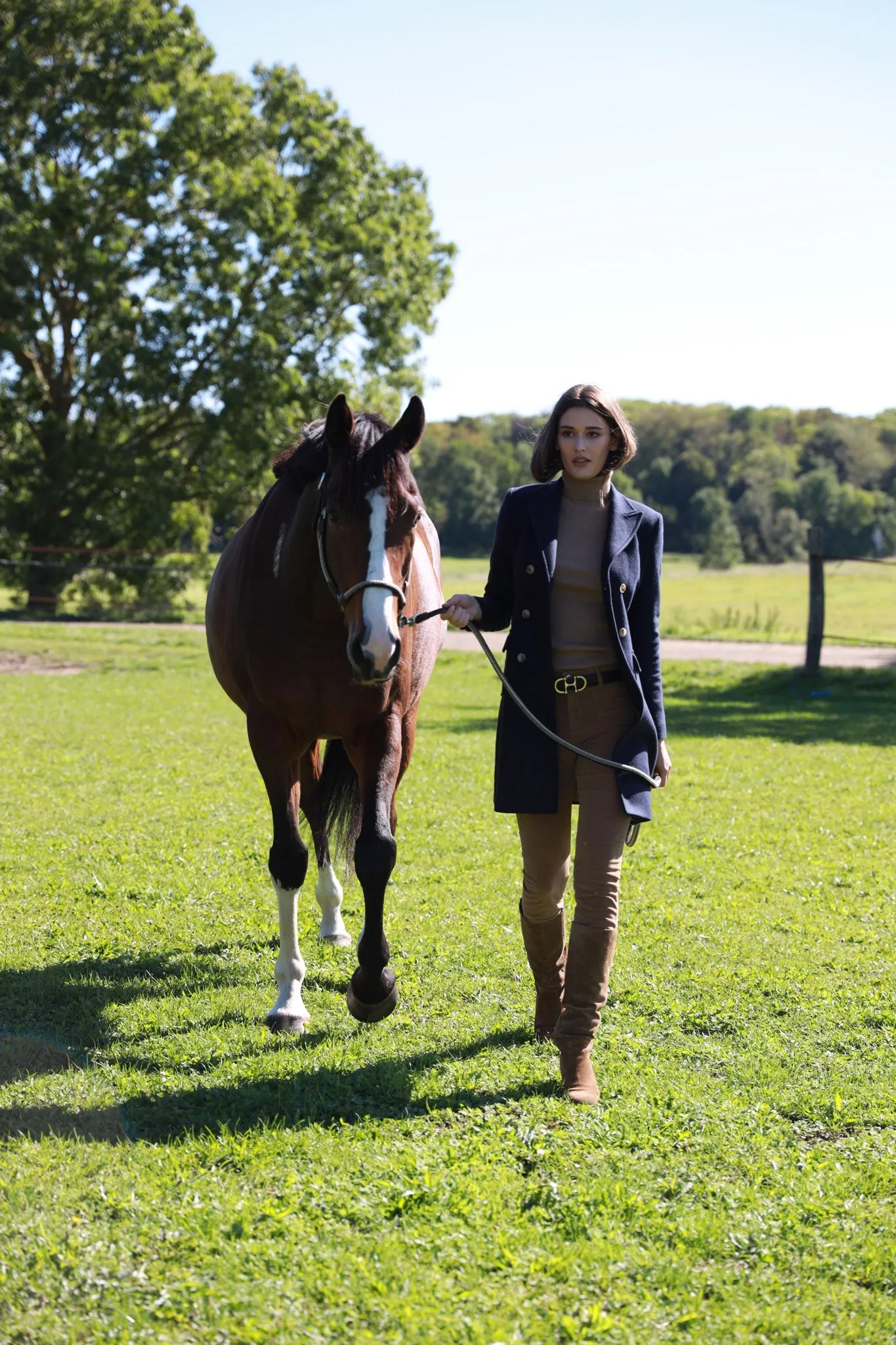 Manteau Emilie croisé en laine & Cachemire - Marine