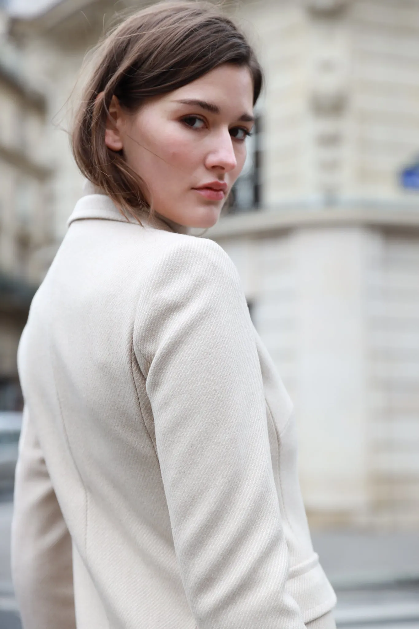 Manteau Emilie croisé en laine - Beige