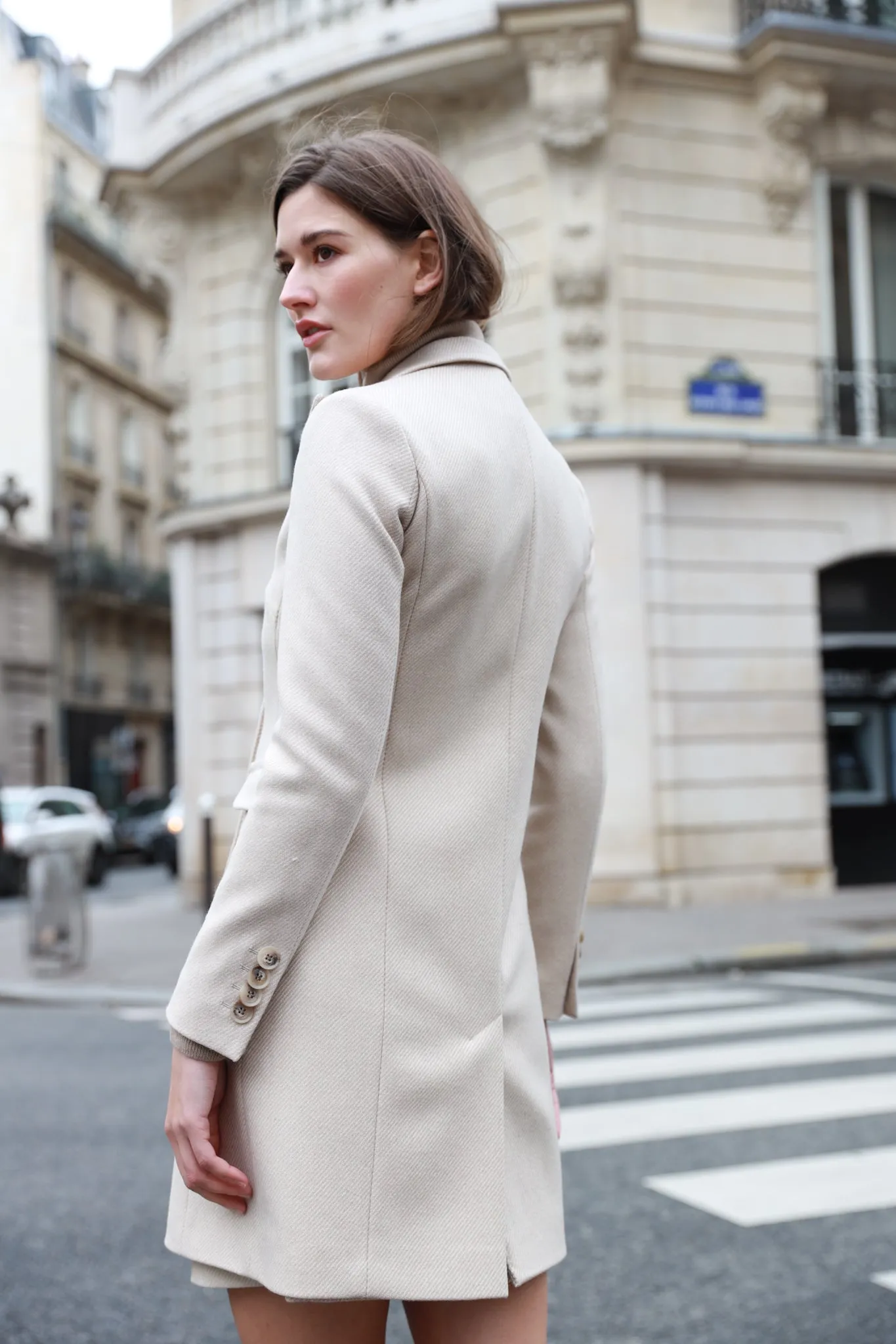 Manteau Emilie croisé en laine - Beige